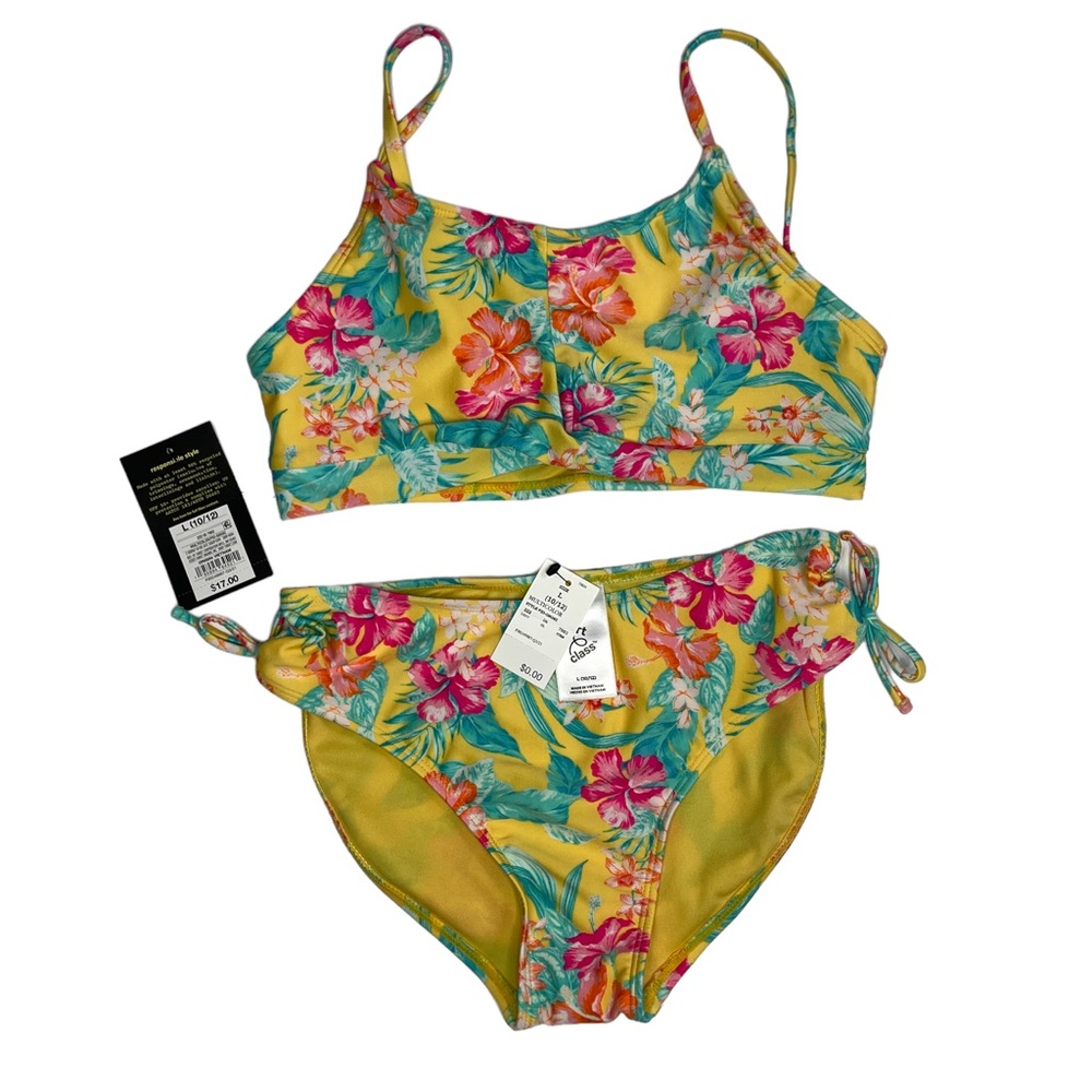 NWT Art Class floral Two Piece Swim Suit Girls Large 10/12